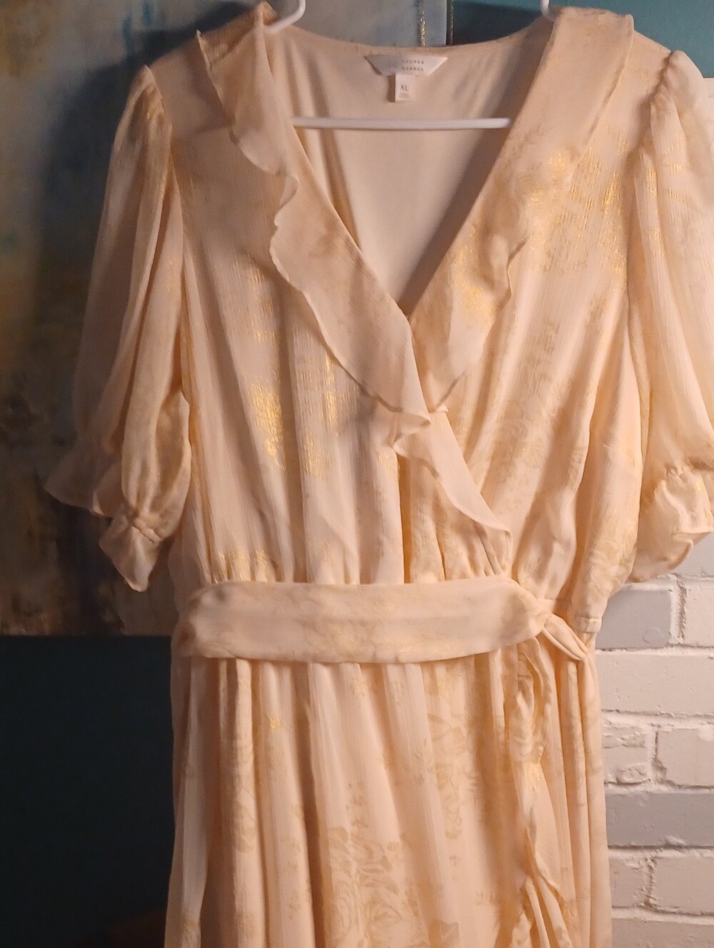 LC Lauren Conrad XL Ruffled Wrap Maxi Dress - 'Peach Dust'-Perfect Wedding Guest